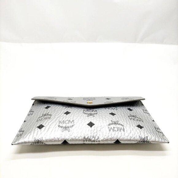 MCM Clutch Bag Silver PVC 238-070325 - Picture 5 of 13